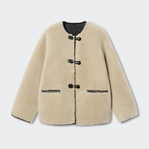 Mango Appliqués faux-fur coat.